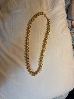Vintage Napier Signed Woven Gold Tone Faux Pearl Necklace